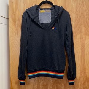 Aviator Nation Prism Split-Neck Pullover Hoodie Black